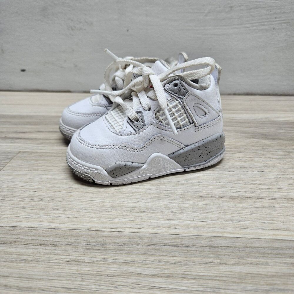 Air Jordan 4 Retro TD Toddler Boy Shoes Size 4 Oreo White
